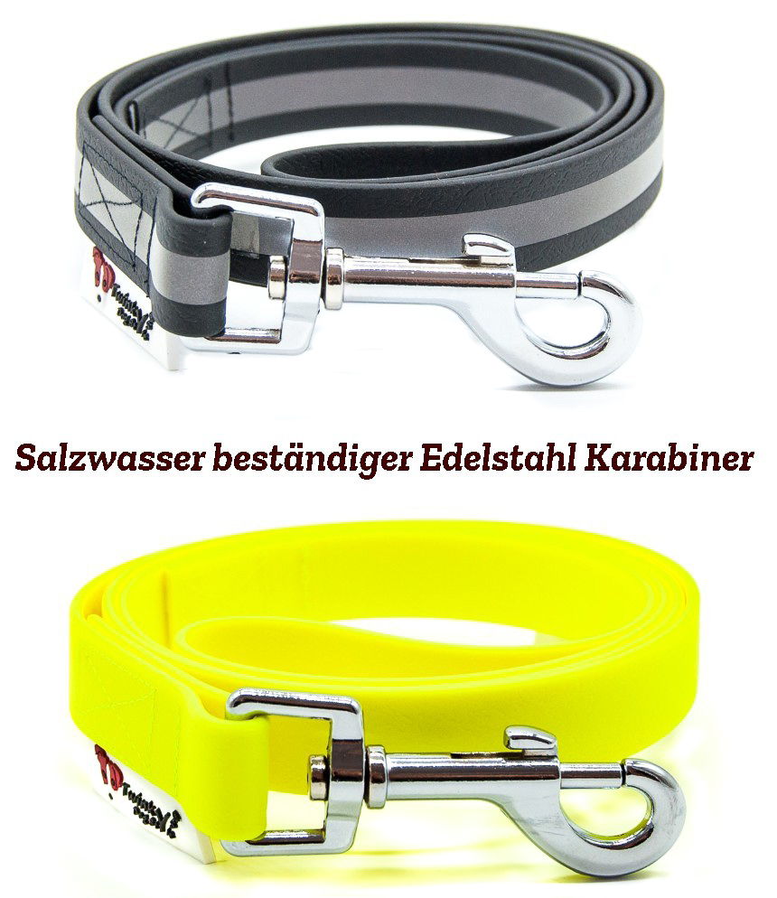 1 Meter Hundeleine 20 mm breit Wasserabweisend mit salzwasserbeständigem Edelstahlkarabiner