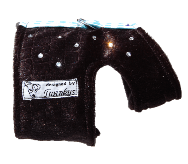 Softgeschirr XS schwarze Samtoptik mit klar funkelnden Strass Steinchen