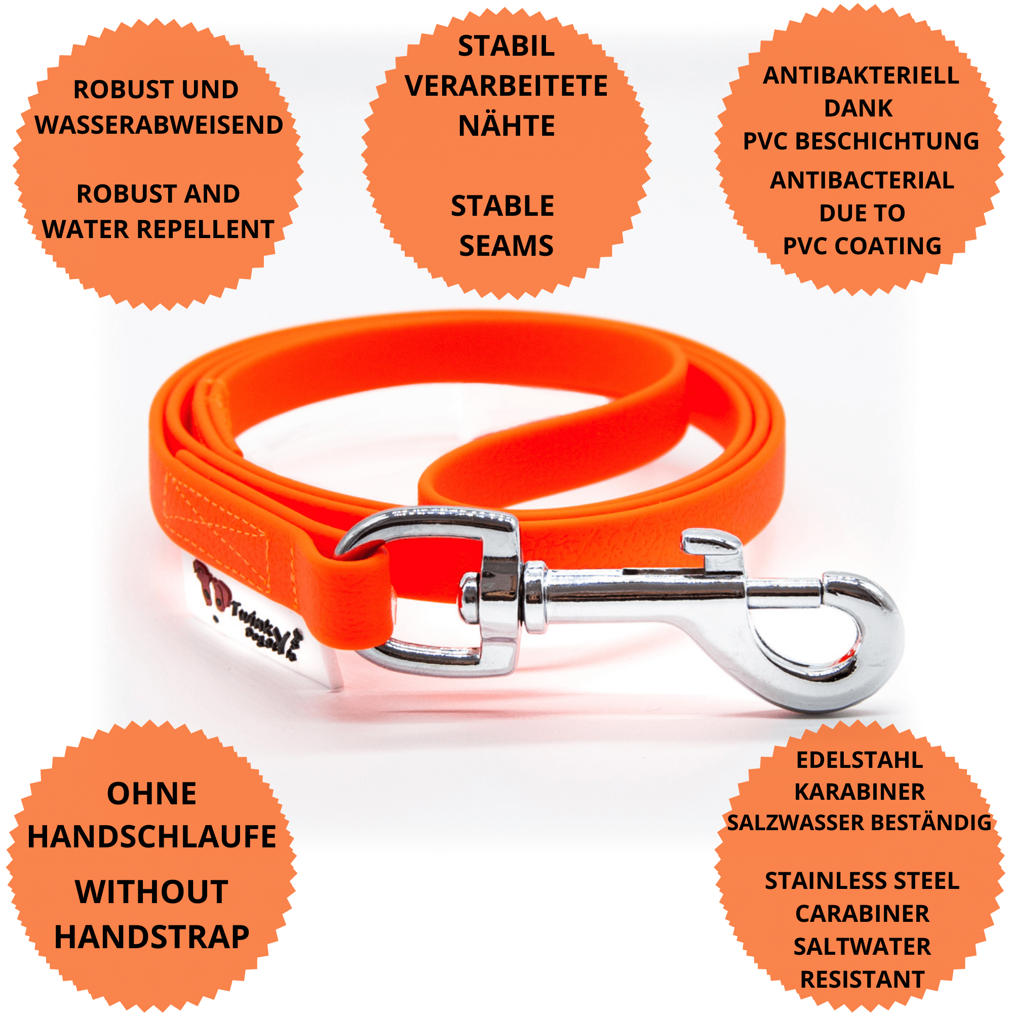 Hundeleine wasserfest Edelstahlkarabiner 13 mm - Twinkys Dog Style